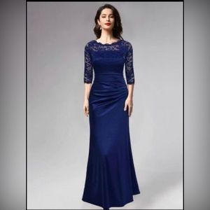 Formal mermaid style navy dress